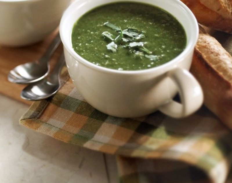 Potage de persil, épinards et boulgour
